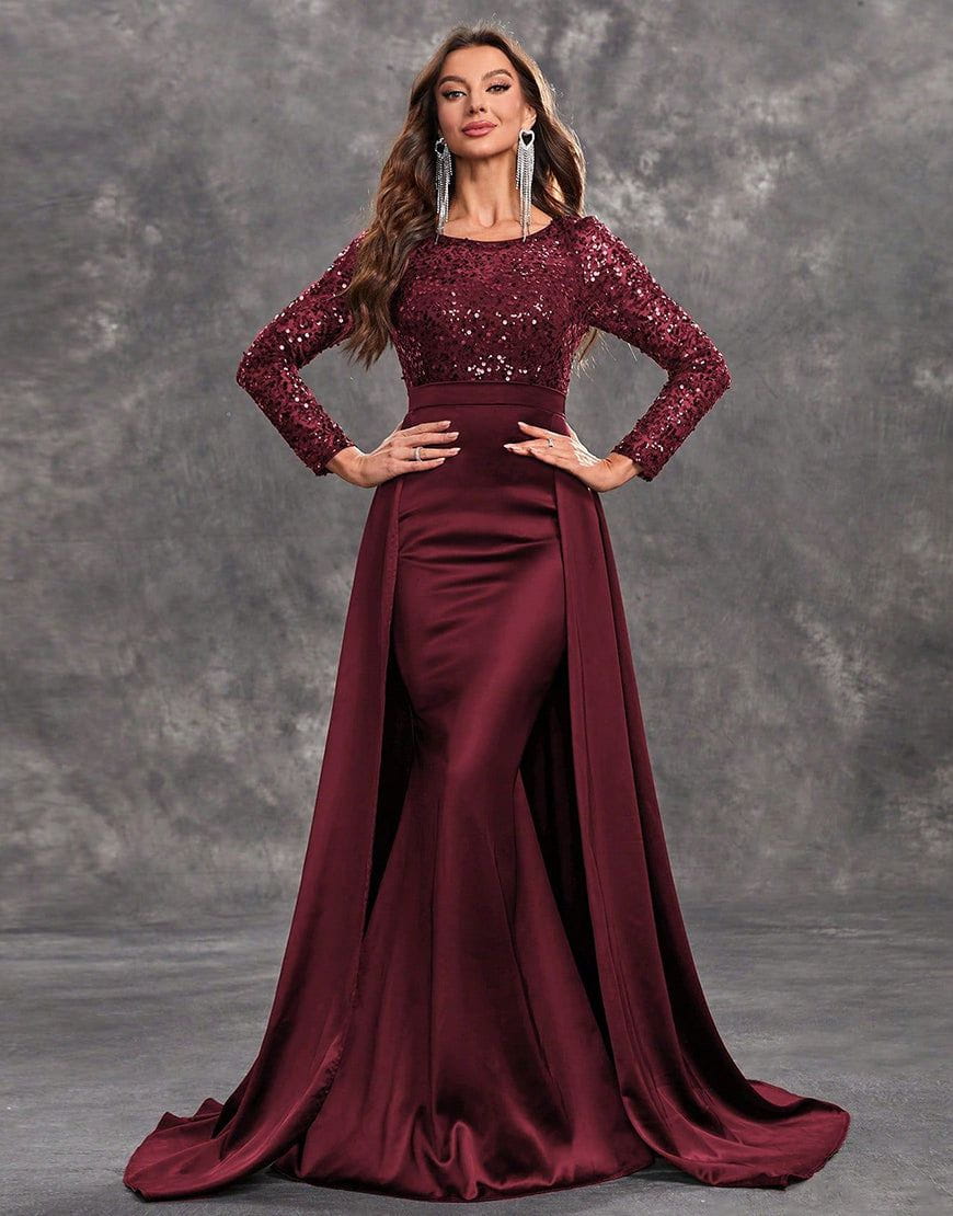 Lavinque Dress Borgougne / S Robe de Soirée Longue Noire | Glamour | Élégante et Spectaculaire