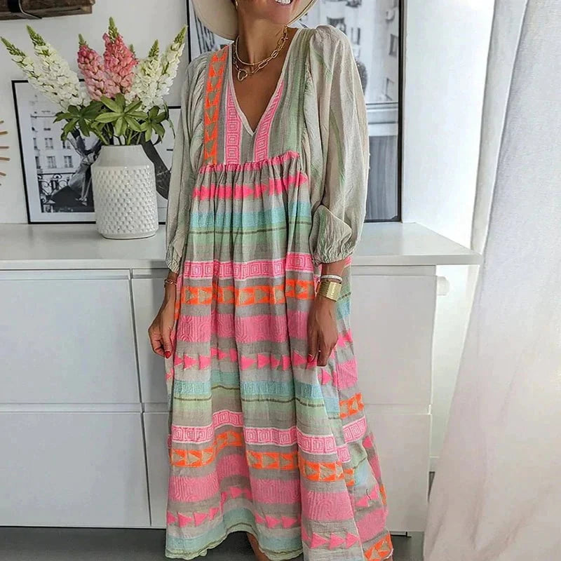 Lavinque Dress Couleur Mixte / S Robe Longue Bohème à Rayures | Colorée | Légère et Élégante