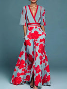 Lavinque Dress Couleur Mixte / S Robe Longue Fleurie | Décolleté Cache-Cœur | Spectaculaire et Élégante