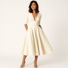 Lavinque Dress Crème / S Robe Midi Évasée | Crème | Élégante et Féminine