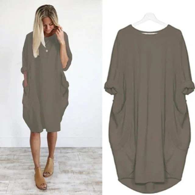 Lavinque Dress Darkhaki / S Robe Oversize à Manches Longues | Confort Élégance Décontractée