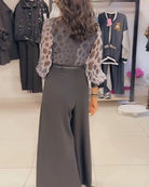 Lavinque Dress Ensemble Élégant | Chemise Imprimée & Pantalon Large | Chic et Sophistiqué