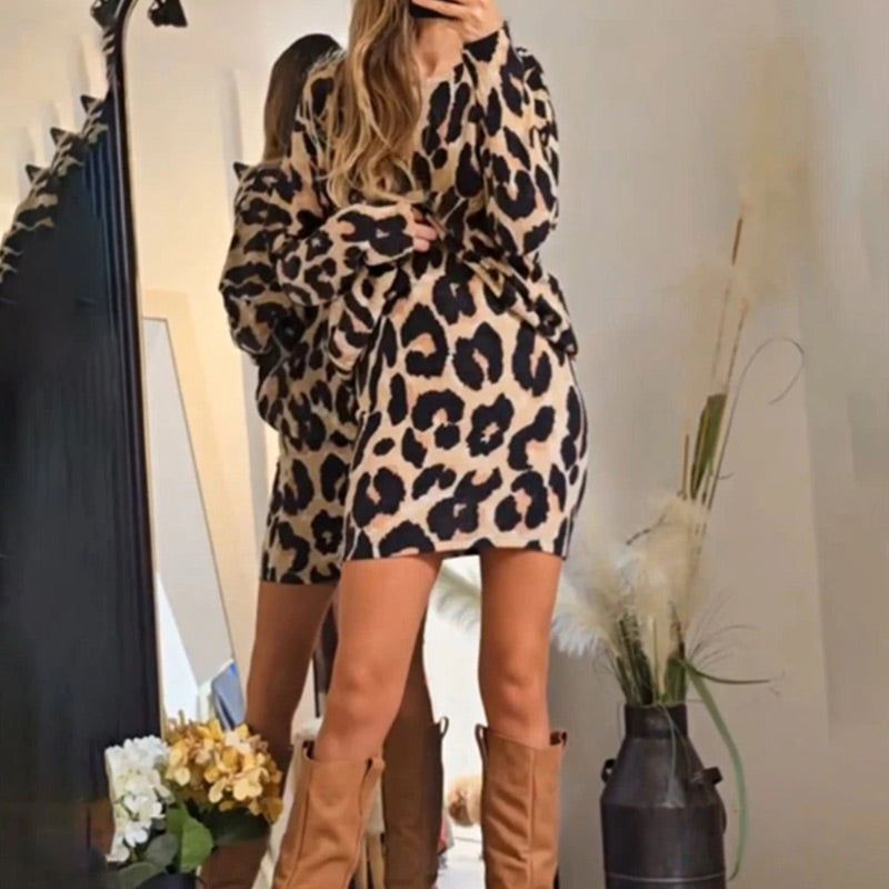 Lavinque Dress Ensemble Pull et Jupe Imprimé Léopard | Audacieux | Confort et Tendance