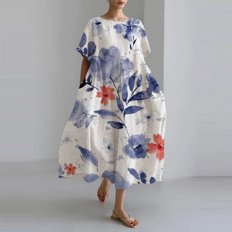Lavinque Dress Fleurs à l'aquarelle / S Robe Longue Bohème | Élégance Florale | Légèreté &  Confort