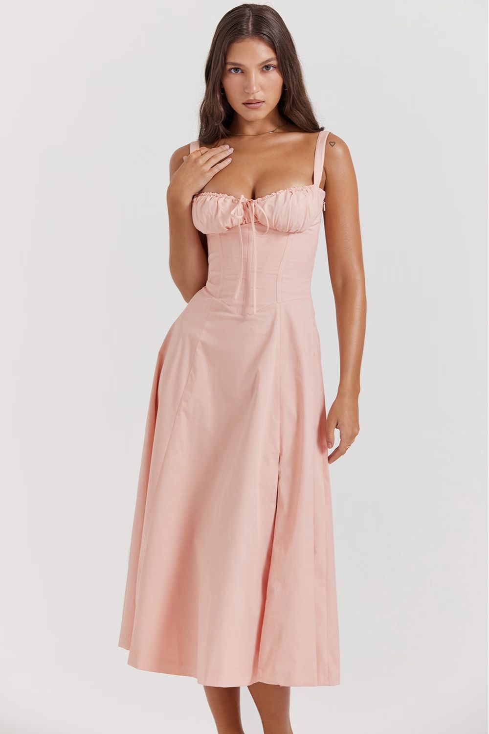 Lavinque Dress Floral Pêche / XS Robe Fleurie à Bretelles | Corsetée | Romantique et Légère