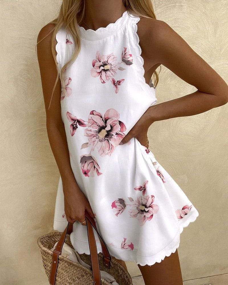 Lavinque Dress Floral / S Robe Courte à Cœurs | Blanche | Fraîche et Ludique