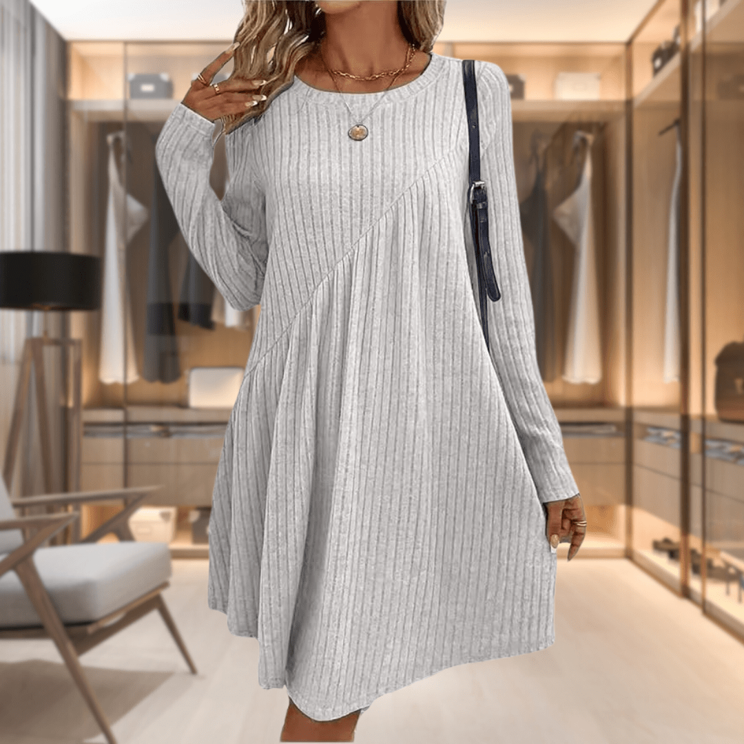 Lavinque Dress Gris Clair / S Robe Pull Hiver | Maille Côtelée | Confort et Élégance