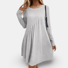 Lavinque Dress Gris clair / XS Robe Pull Ample | Beige Côtelé | Décontractée et Douillette