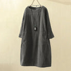 Lavinque Dress Gris / M Robe Ample en Velours Côtelé | Style Bohème | Chaleur et Élégance Décontractée