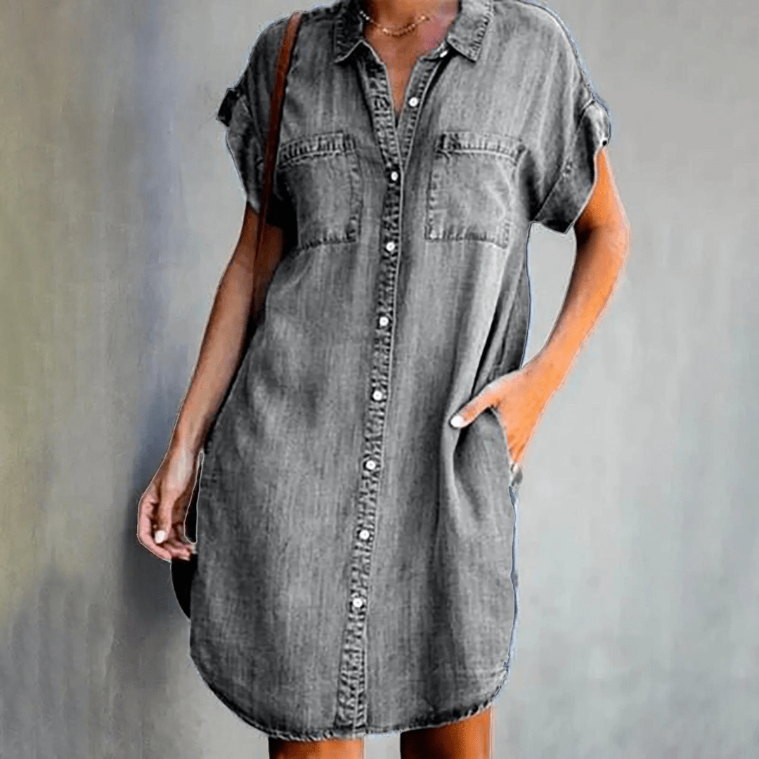 Lavinque Dress Gris / S Robe Chemise en Jean | Casual Chic | Intemporelle et Confortable