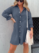 Lavinque Dress Gris / S Robe Chemise en Jean | Décontractée & Tendance | Coupe Ample