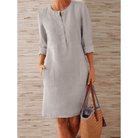 Lavinque Dress Gris / S Robe Droite en Lin | Élégante et Confortable | Chic Décontracté