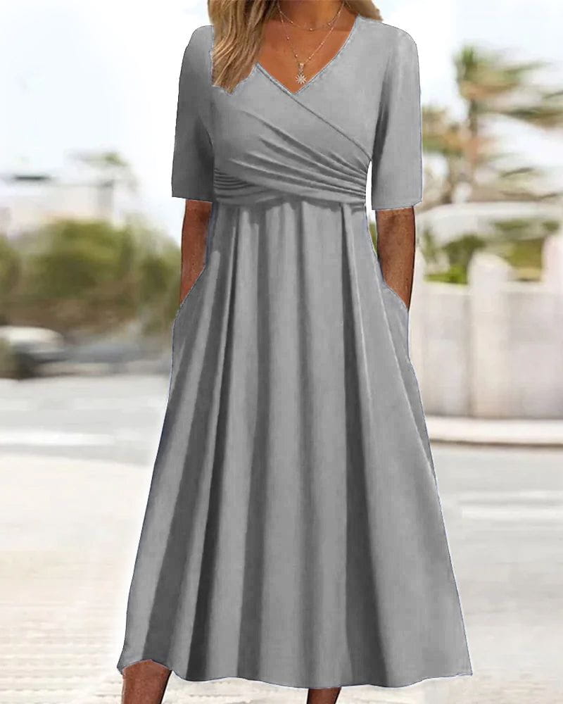 Lavinque Dress Gris / S Robe Élégante | Coupe Évasée | Confort et Féminité