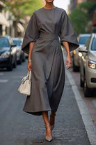 Lavinque Dress Gris / S Robe Élegante | Manches Amples | Style Sophistiqué
