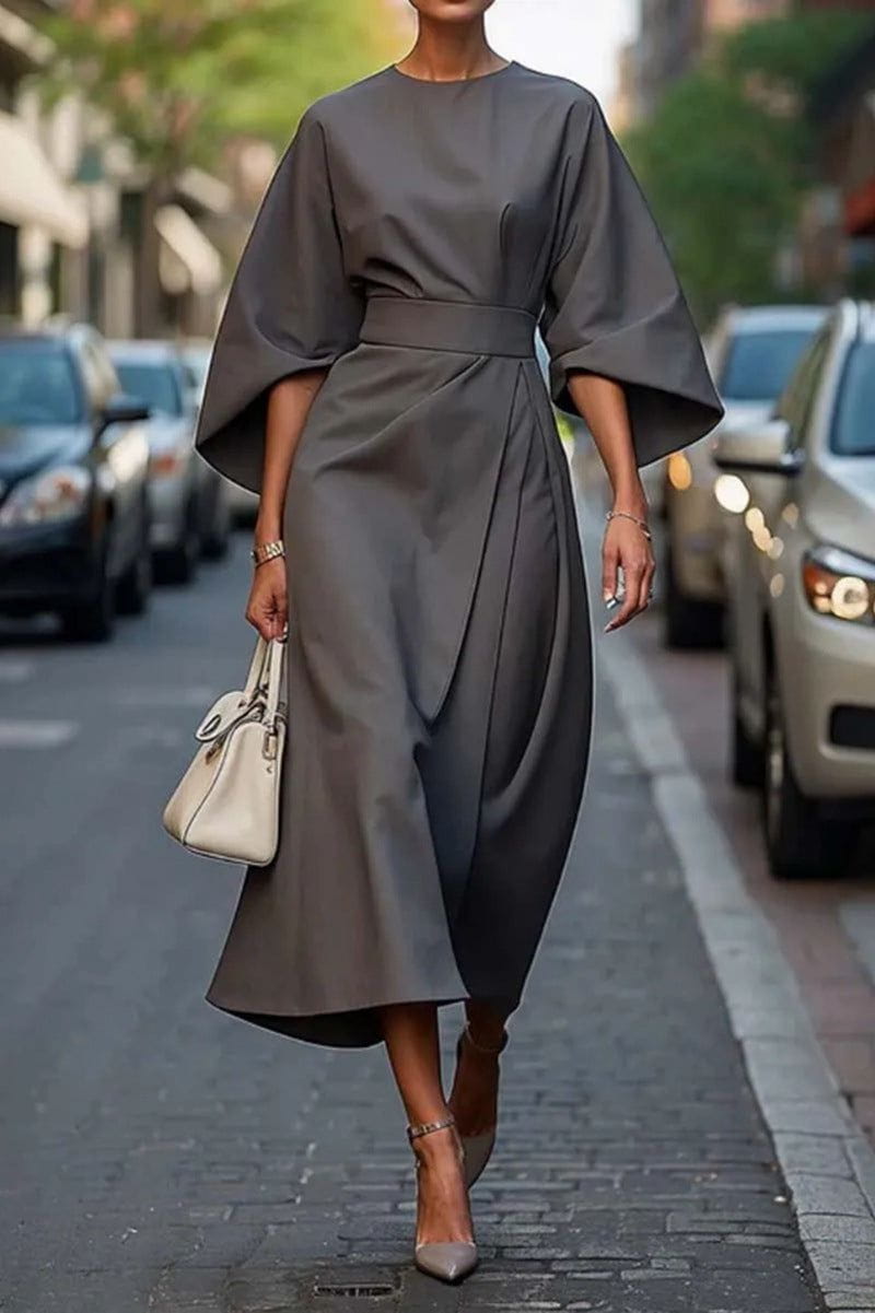 Lavinque Dress Gris / S Robe Élegante | Manches Amples | Style Sophistiqué