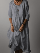 Lavinque Dress Gris / S Robe Longue en Lin | Coupe Ample | Élégance Naturelle et Confort