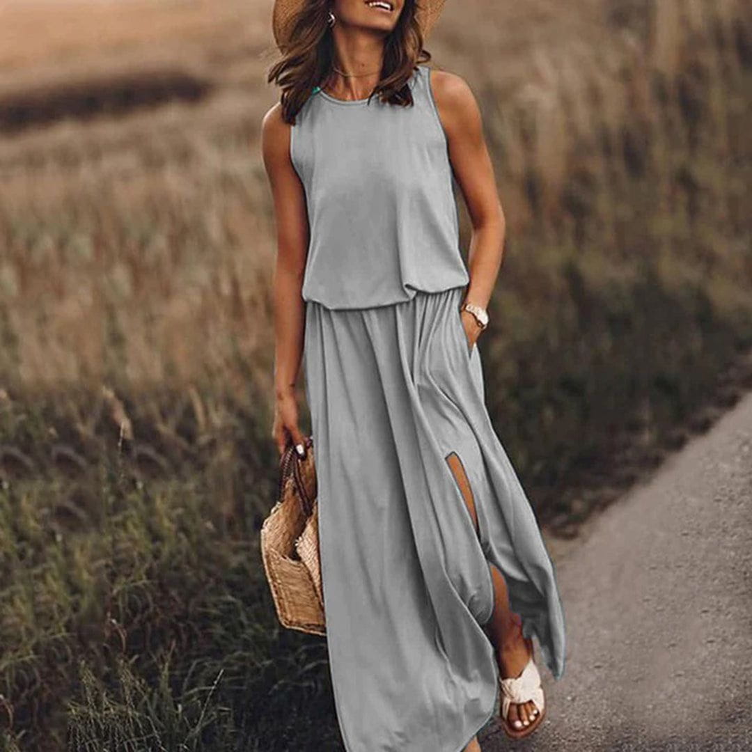 Lavinque Dress Gris / S Robe Longue Fendue | Noire | Fluide et Décontractée