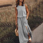 Lavinque Dress Gris / S Robe Longue Fendue | Noire | Fluide et Décontractée