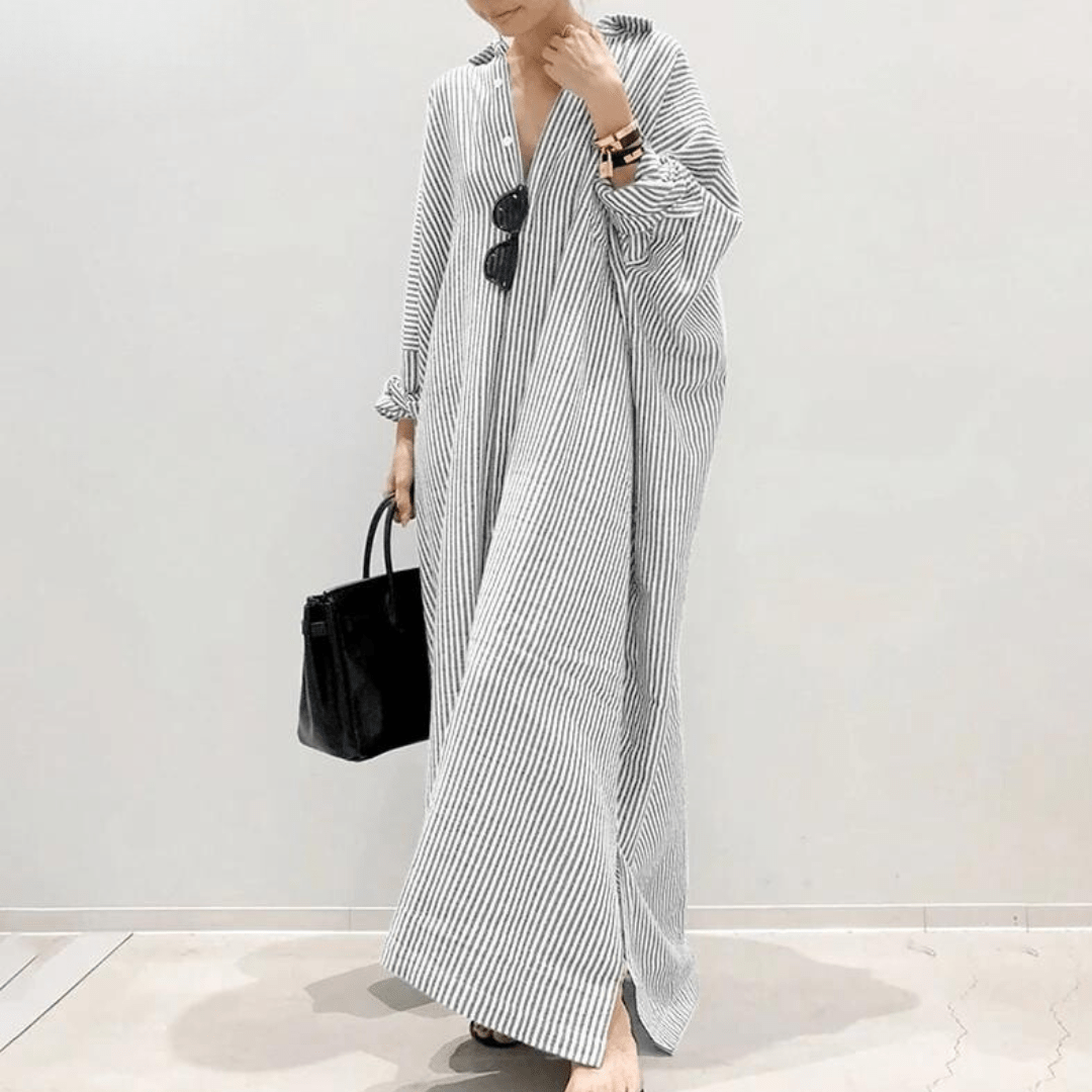 Lavinque Dress Gris / S Robe Longue Oversize Femme | Confort | Élégance Décontractée