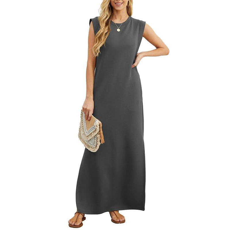 Lavinque Dress Gris / S Robe Longue Sans Manches | Minimaliste & Confortable | Style Décontracté
