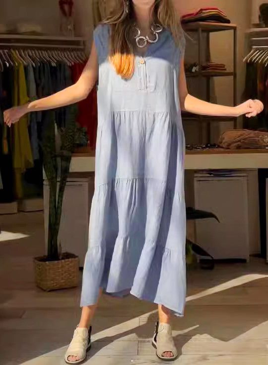Lavinque Dress Grisbleu / M Robe Longue Bohème | Fluide & Légère | Idéale pour l'Été