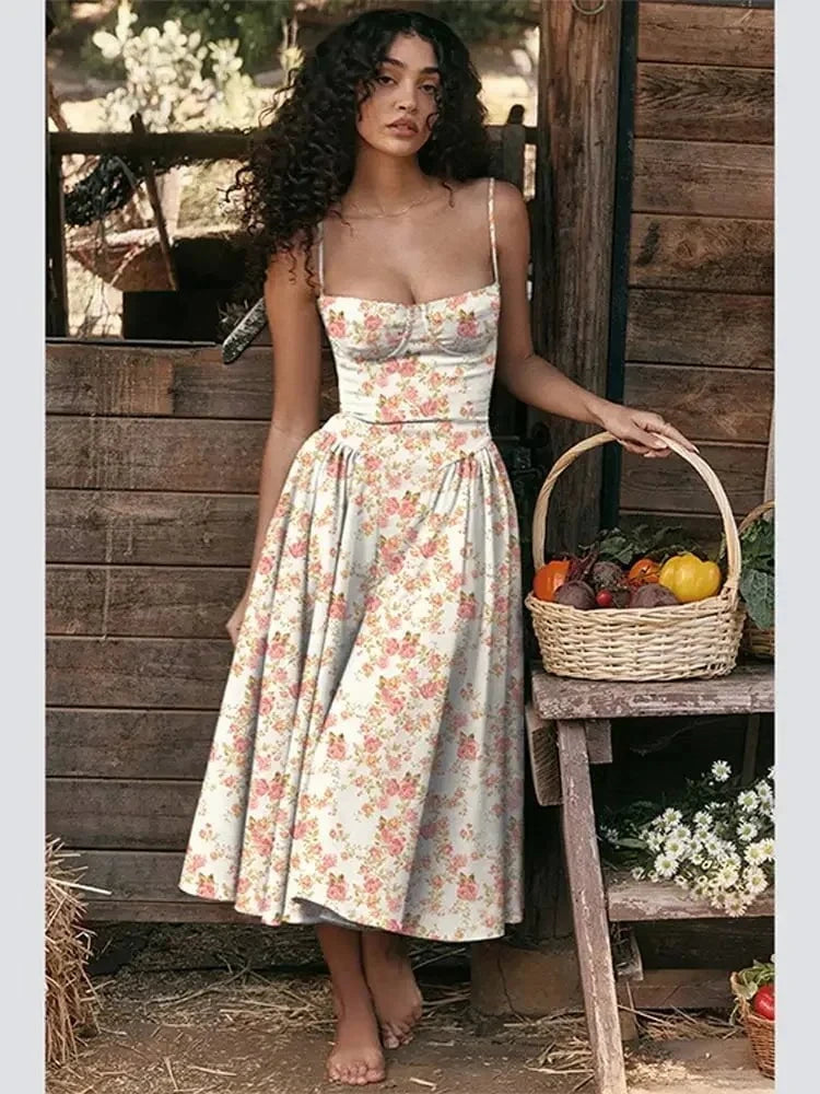 Lavinque Dress Imprimé / S Robe Bustier Évasée | Élégance Vintage | Structurée et Féminine