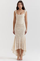 Lavinque Dress Ivoire / XS Robe Sirène Rose | Fendue Asymétrique | Séduisante et Élancée