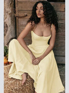 Lavinque Dress Jaune / S Robe Bustier Évasée | Élégance Vintage | Structurée et Féminine