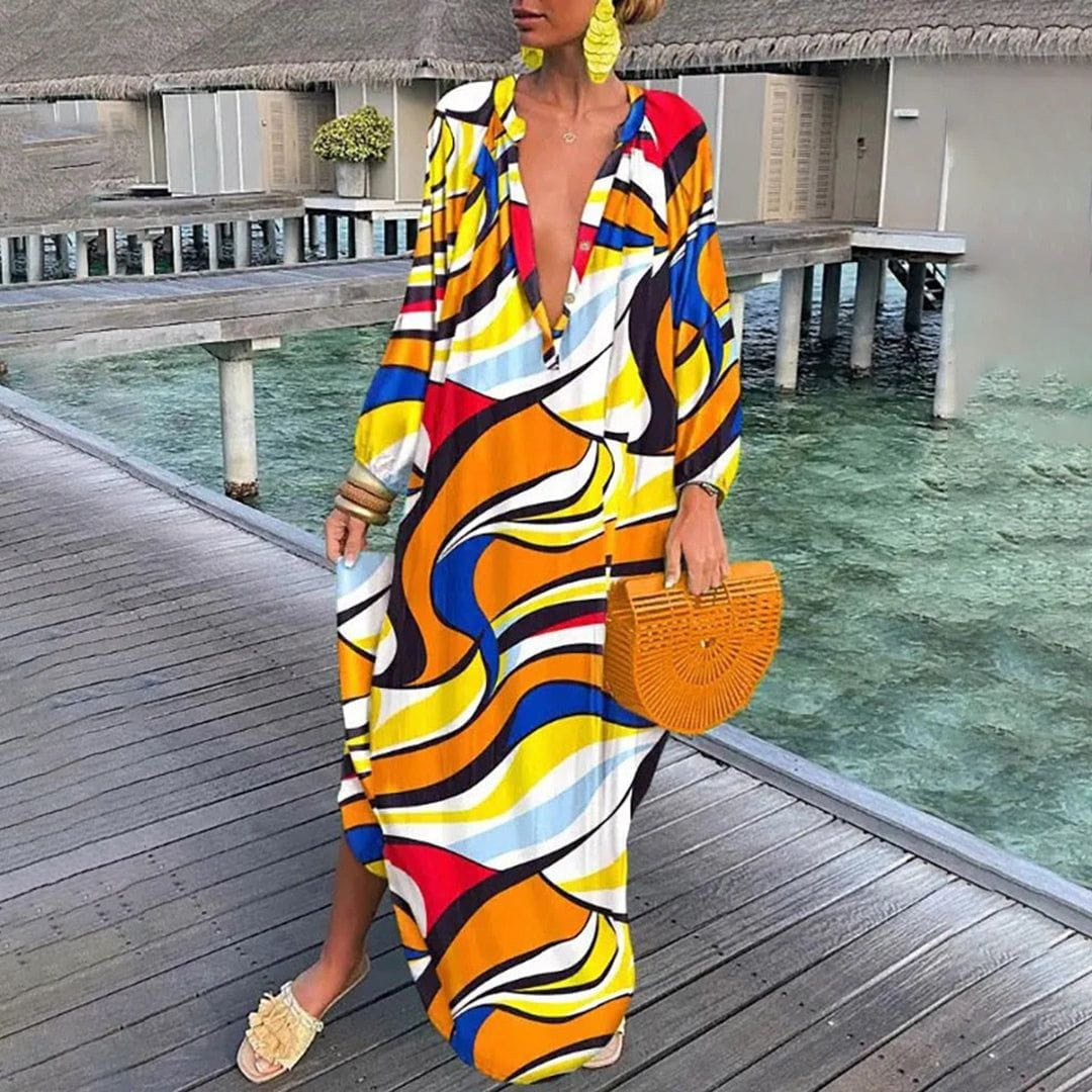 Lavinque Dress Jaune / S Robe Longue Caftan | Fluide et Colorée | Élégante et Bohème