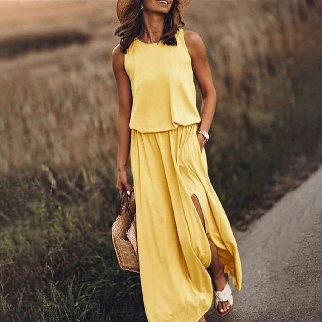 Lavinque Dress Jaune / S Robe Longue Fendue | Noire | Fluide et Décontractée