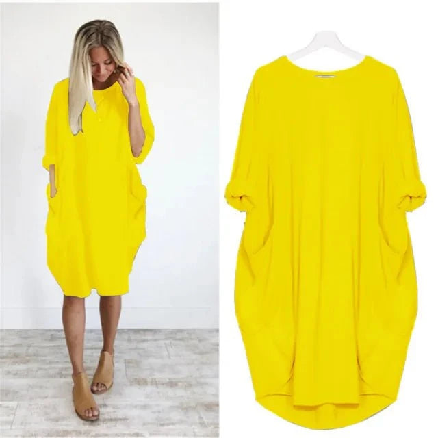 Lavinque Dress Jaune / S Robe Oversize à Manches Longues | Confort Élégance Décontractée