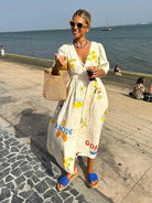 Lavinque Dress Jaune / XS Robe en Lin Imprimée | Lin | Légère et Colorée