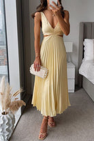 Lavinque Dress Jaune / XS Robe Plissée Satinée | Élégante | Jaune Doux et Brillant