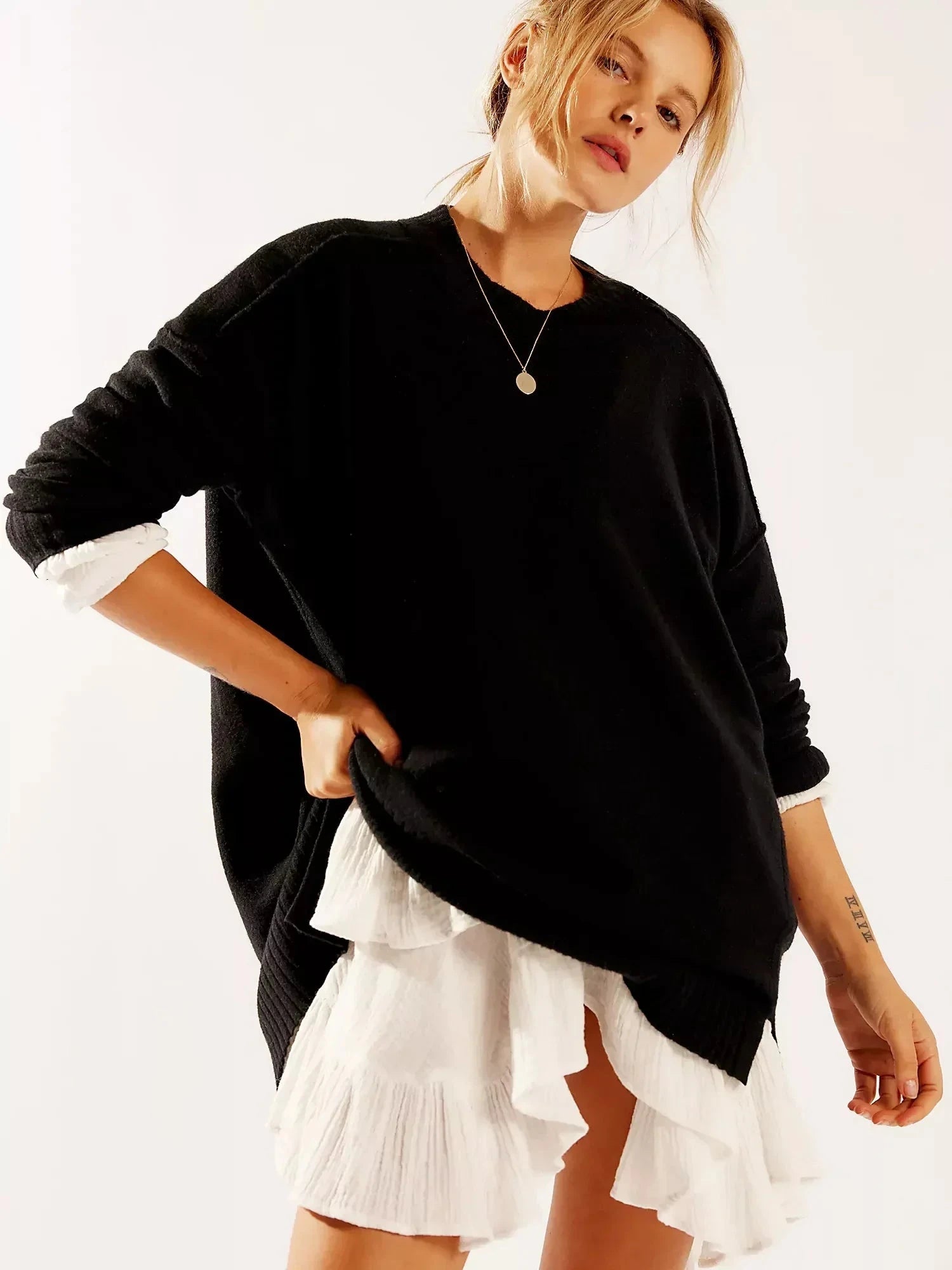 Lavinque Dress Jumper / S Robe Pull avec Dentelle | Élégance | Chaleur et Féminité