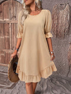 Lavinque Dress Kaki / S Robe Bohème Volants | Été | Légère et Élégante