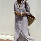 Lavinque Dress Kaki / S Robe Chemise en Coton | Légèreté & Élégance | Parfaite pour l'Été