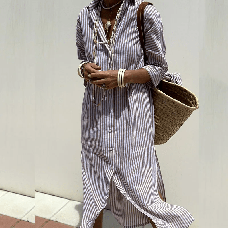 Lavinque Dress Kaki / S Robe Chemise en Coton | Légèreté & Élégance | Parfaite pour l'Été
