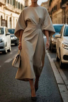 Lavinque Dress Kaki / S Robe Élegante | Manches Amples | Style Sophistiqué