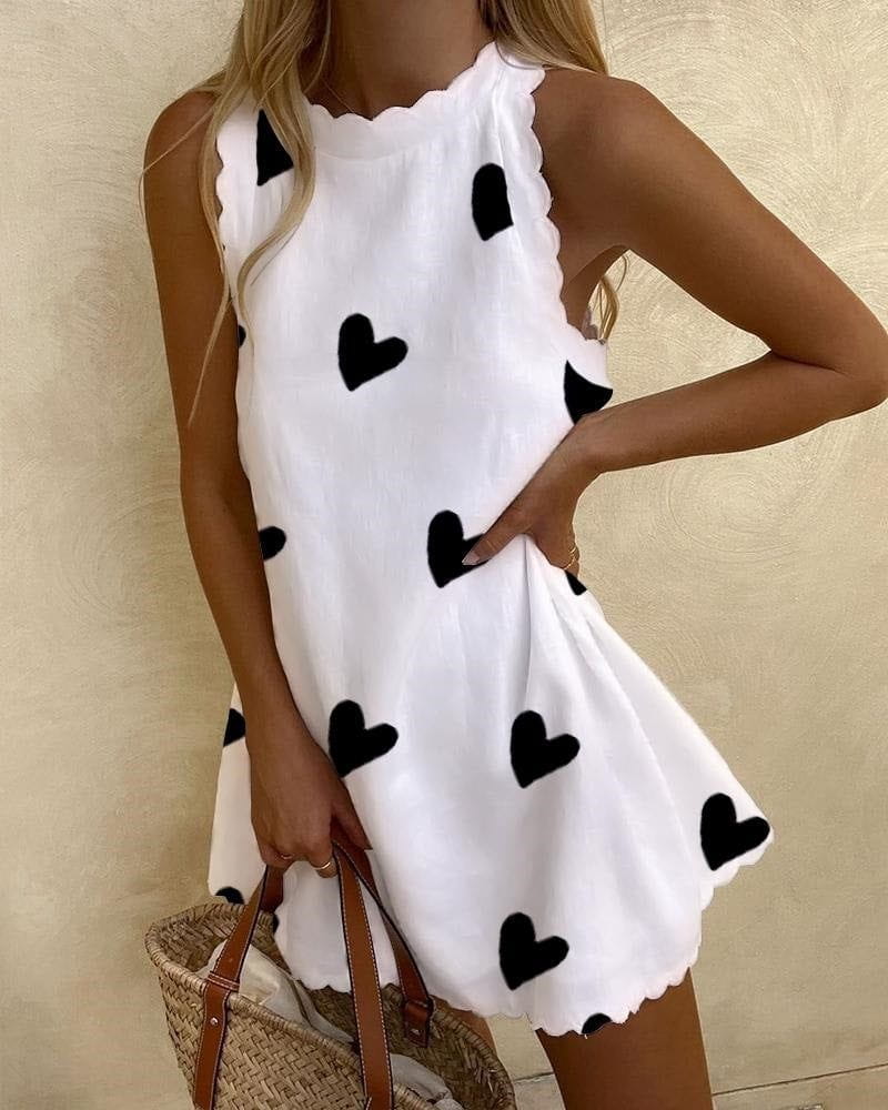 Lavinque Dress Le cœur / S Robe Courte à Cœurs | Blanche | Fraîche et Ludique