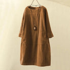 Lavinque Dress Marron / M Robe Ample en Velours Côtelé | Style Bohème | Chaleur et Élégance Décontractée
