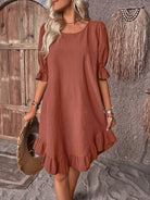 Lavinque Dress Marron / S Robe Bohème Volants | Été | Légère et Élégante
