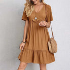 Lavinque Dress Marron / S Robe Courte Évasée Lilas | Bohème | Légère et Décontractée