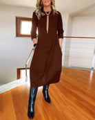Lavinque Dress Marron / S Robe Hiver Chic | Coupe Ample & Boutons Décoratifs | Élégance et Confort