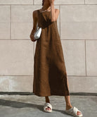 Lavinque Dress Marron / S Robe Longue en Lin | Naturelle | Minimaliste et Aérée