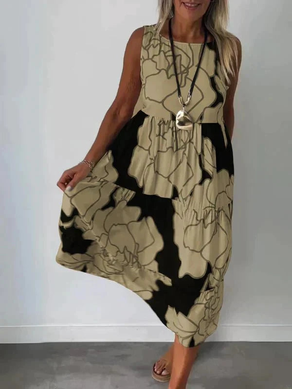 Lavinque Dress Marron / S Robe Midi Femme | Fluide & Légère | Imprimé Floral