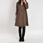 Lavinque Dress Marron / S Robe Trapèze Grise | Manches Longues | Confort et Simplicité Chic