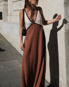 Lavinque Dress Marron / XS Robe Longue Bicolore Bohème | Élégante | Fluide et Tendance