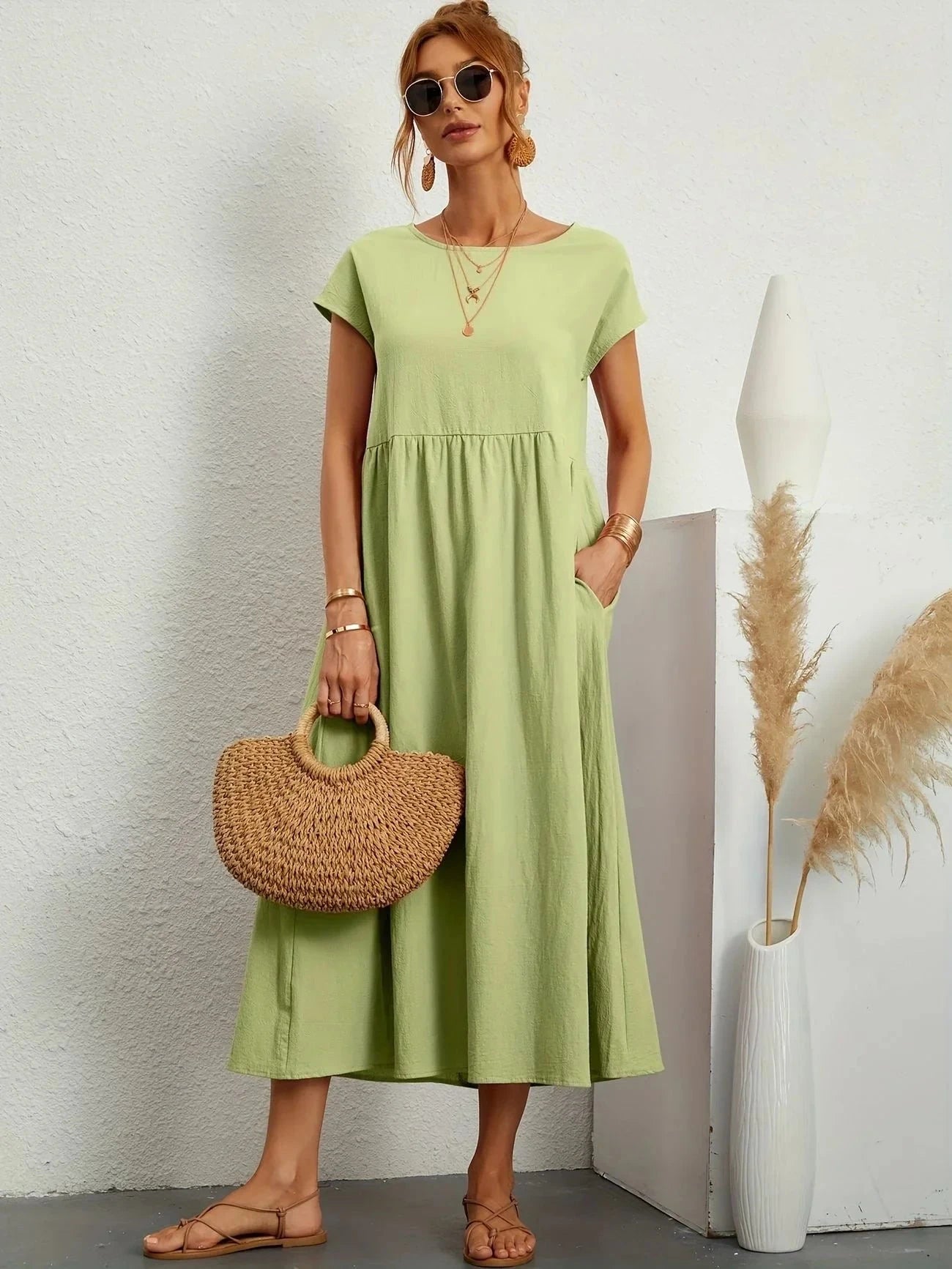 Lavinque Dress Menthe / S Robe Longue | Coupe Ample | Élégance Décontractée