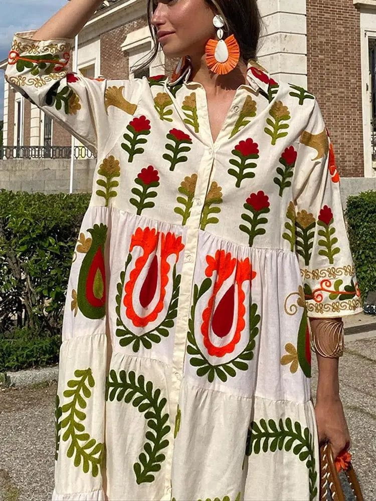 Lavinque Dress Multicolore / S Robe Longue Bohème | Fluide et Élégante | Idéale pour l'Été