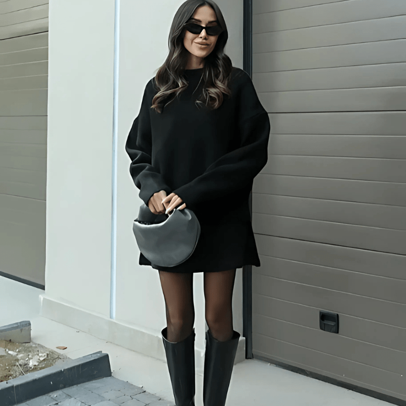 Lavinque Dress Noir / S Ensemble Pull Oversize et Jupe | Élégance Décontractée | Confort et Style